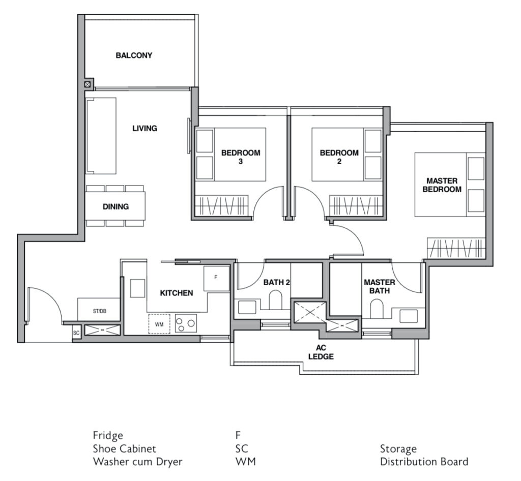 RoyalGreen 3BR Floorplan